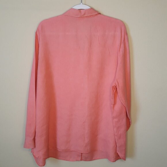 J. Jill Love Linen Button Down Top 2X Coral - Picture 4 of 9